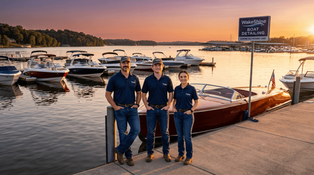 Professional boat detailing on Old Hickory Lake in Tennessee